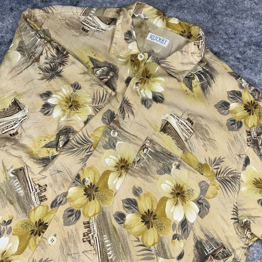 Vintage 70's‎ Biondi Men's M Viscose Short Sleeves Tropical Italian Button Shirt